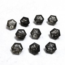 Natural black rutile quartz 8x8mm hexagon cut 2.07 cts
